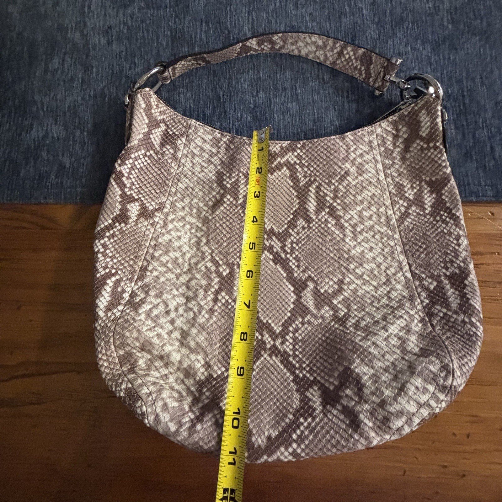 NWT Michael Kors Fulton Medium Top Zip Shoulder Bag, python leather exterior