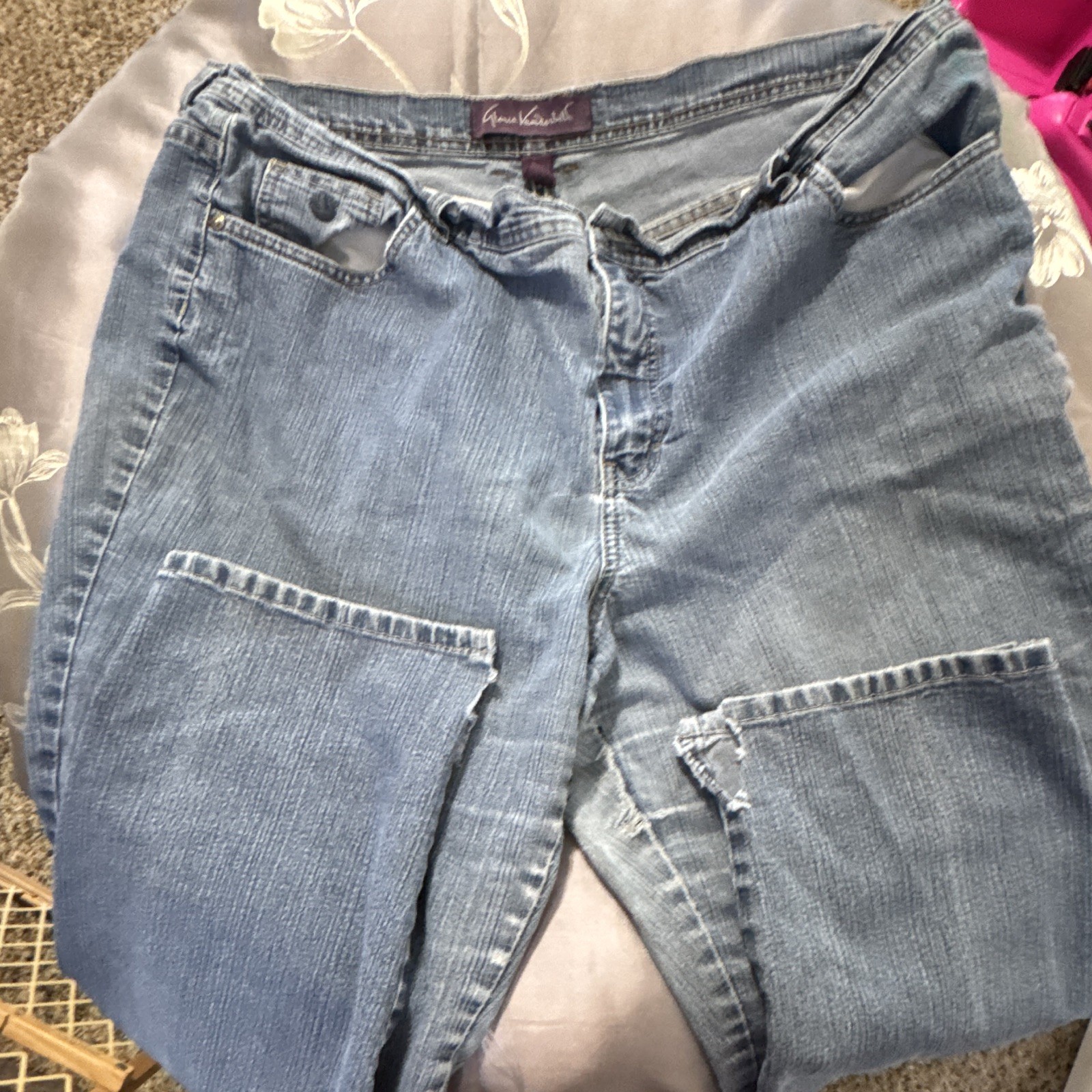 Gloria Vanderbilt Women’s Blue Denim Straight Jeans Mid Rise Stretch 5-Pocket