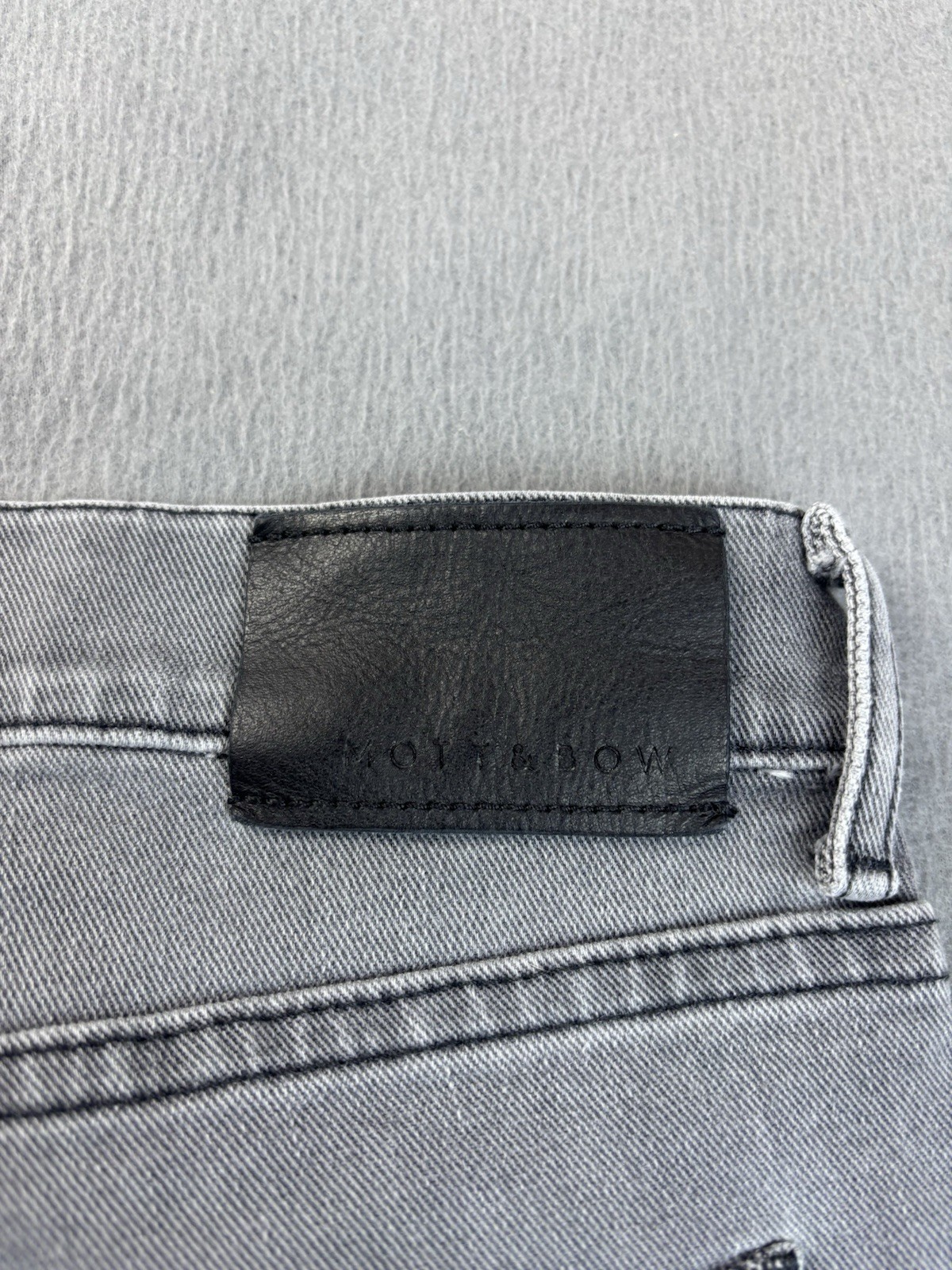 Mott & Bow Straight Fit Jeans Mens Size 32×30 Gray Stretch Denim Hemmed to 32×27