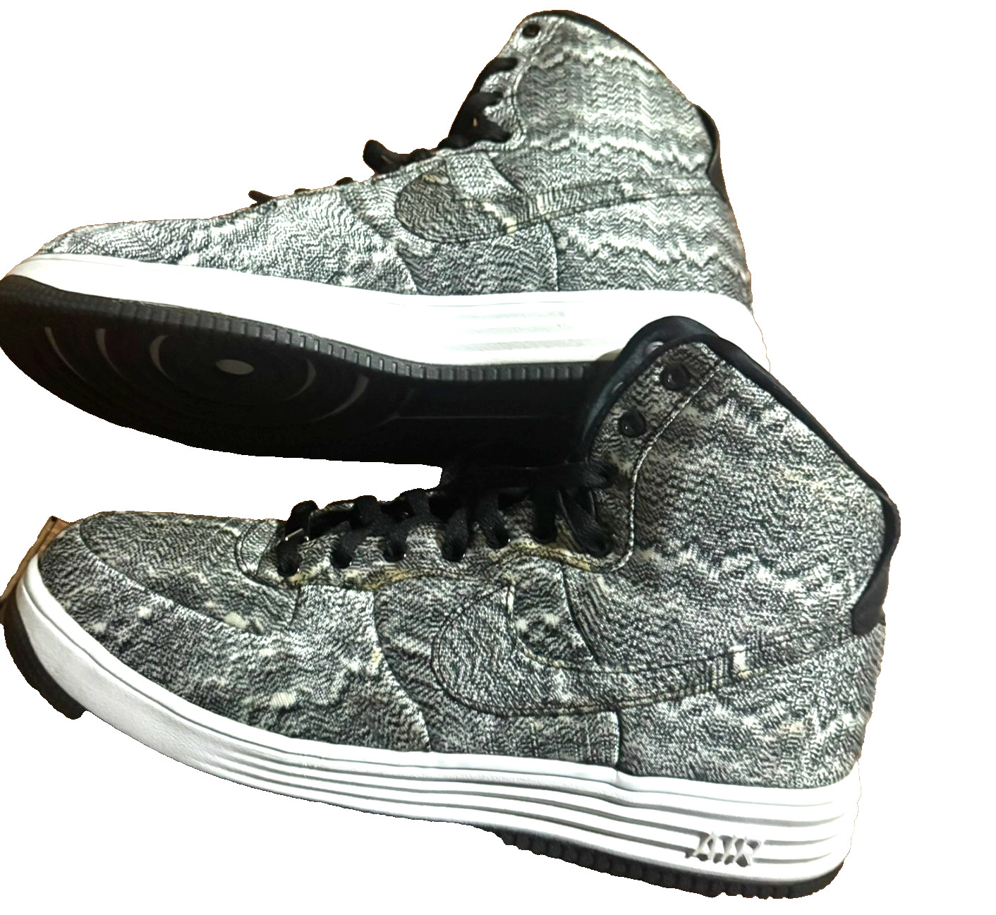 Nike Lunar Force 1 High Mens Size 12.5 Black White 647902-001 Space Jam Trippy