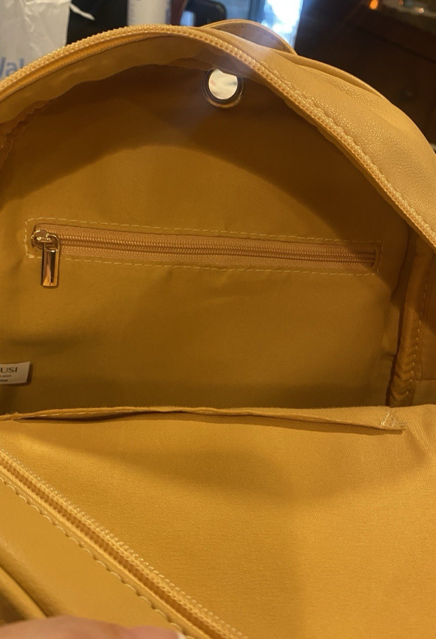 New! ECOSUSI Yellow Gold Backpack Purse & Matching Wristlet Wallet PU Leather