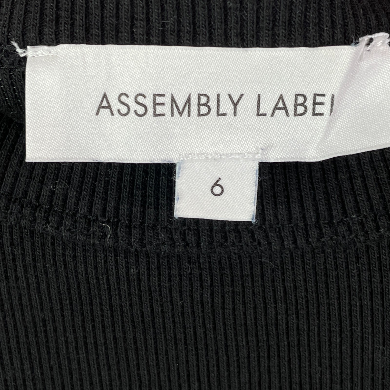 Assembly Label Jumper Womens 6 Black Rib Knit Organic Cotton Crew Neck Pullover