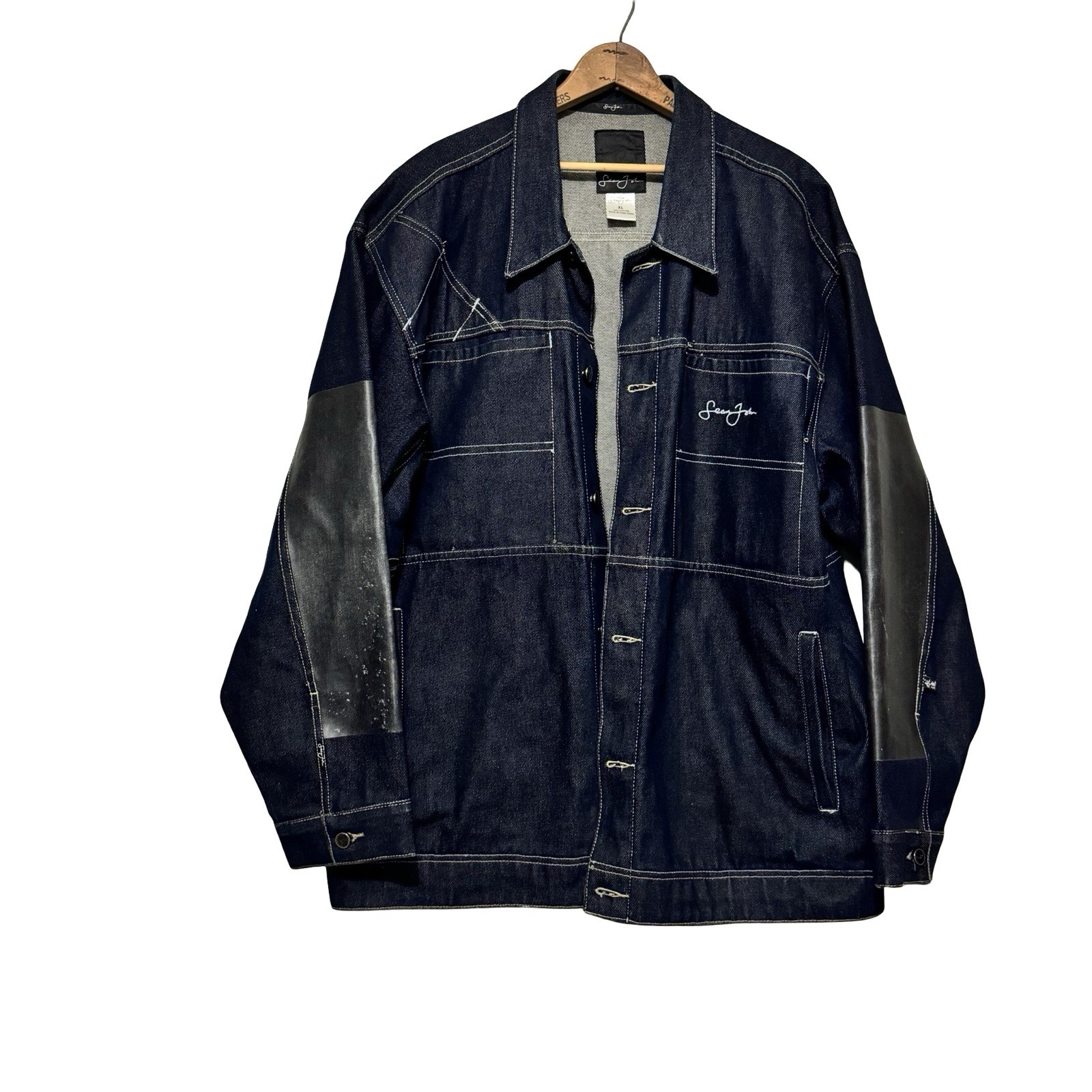 Vintage Sean John Jacket Size XL Dark Wash Denim Chore Hip Hop Street Wear Y2K