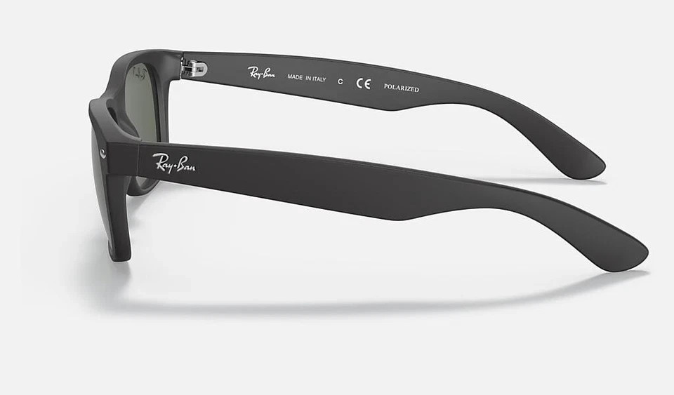 Ray-Ban New Wayfarer Classic Matte Rubber Black Polarized 52 mm Sunglasses