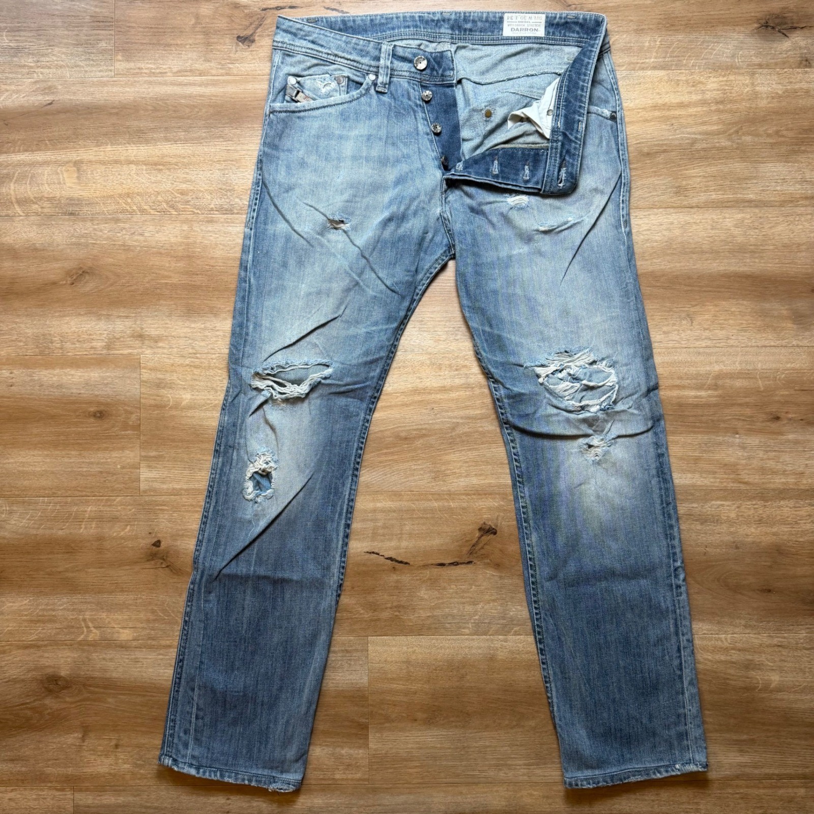 Diesel Darron Jeans Mens 30×29 Blue Slim Tapered Distressed Denim Rockstar 0880K