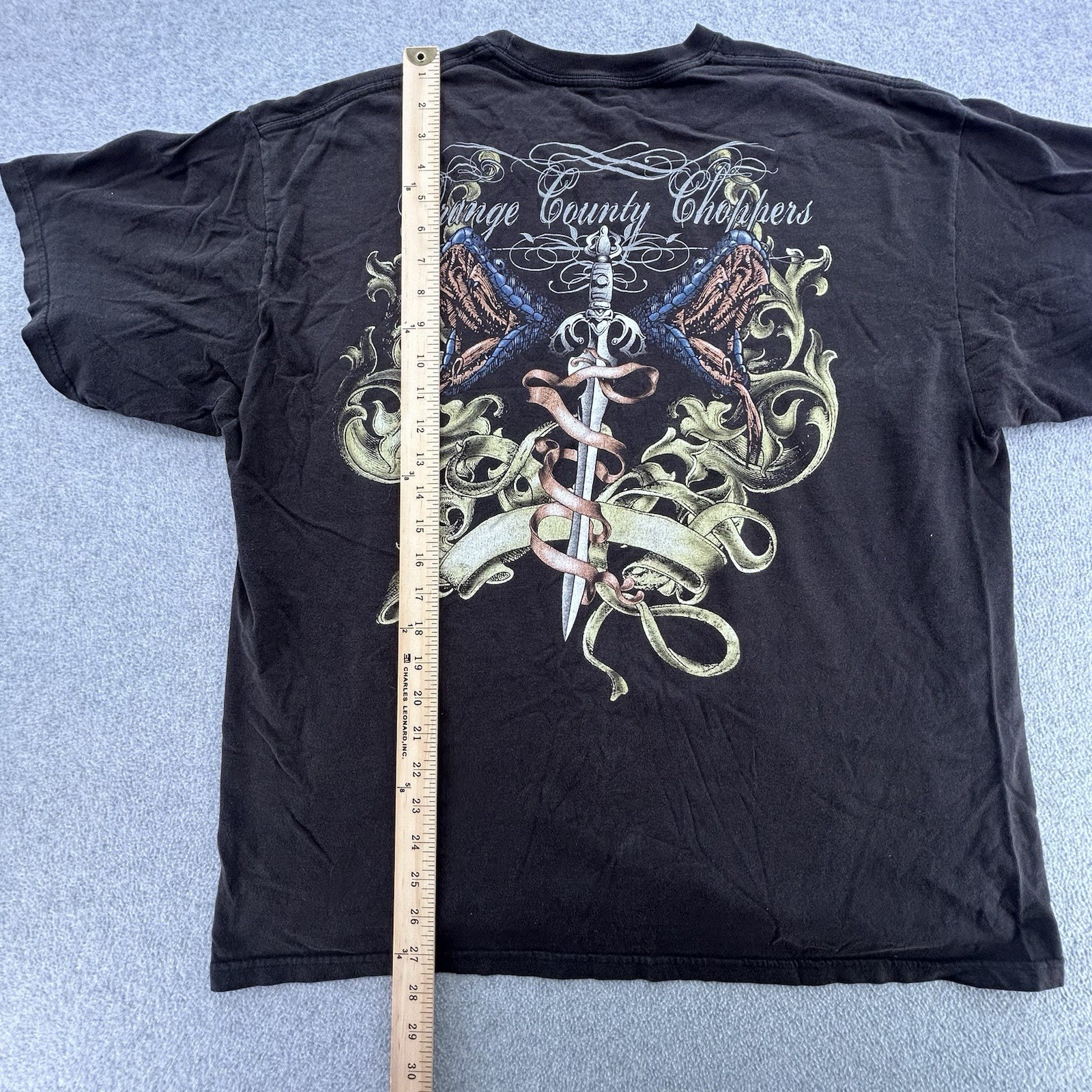Vintage Orange County Choppers Black Shirt Mens XL Biker Sword Snake