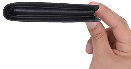 Cavelio Mens Black Premium Leather Slim Flap Up Card Id Holder Bifold Wallet