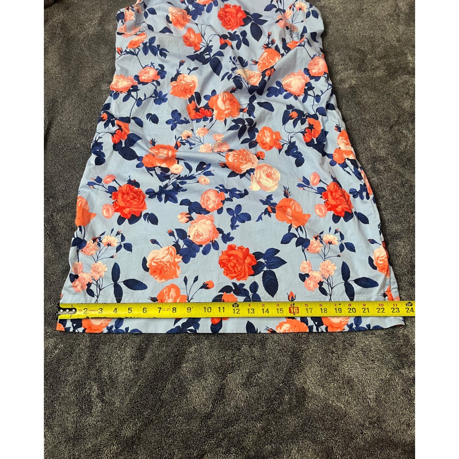 Feminine Talbots Blue Floral Rose Ruffle Neck Sleeveless Shift Dress Preppy