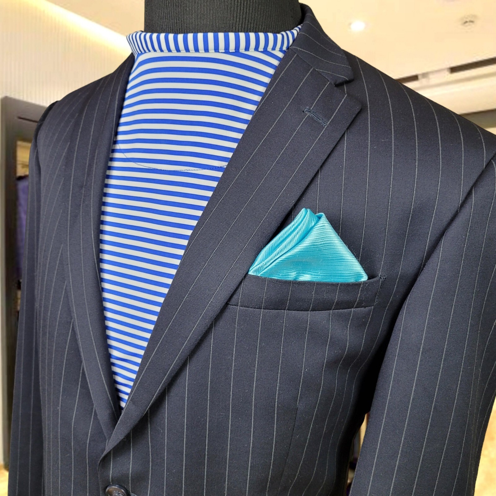 Hickey Freeman 100% Worsted Wool Navy Blue Blazer Mens 44L Sport Suit Coat