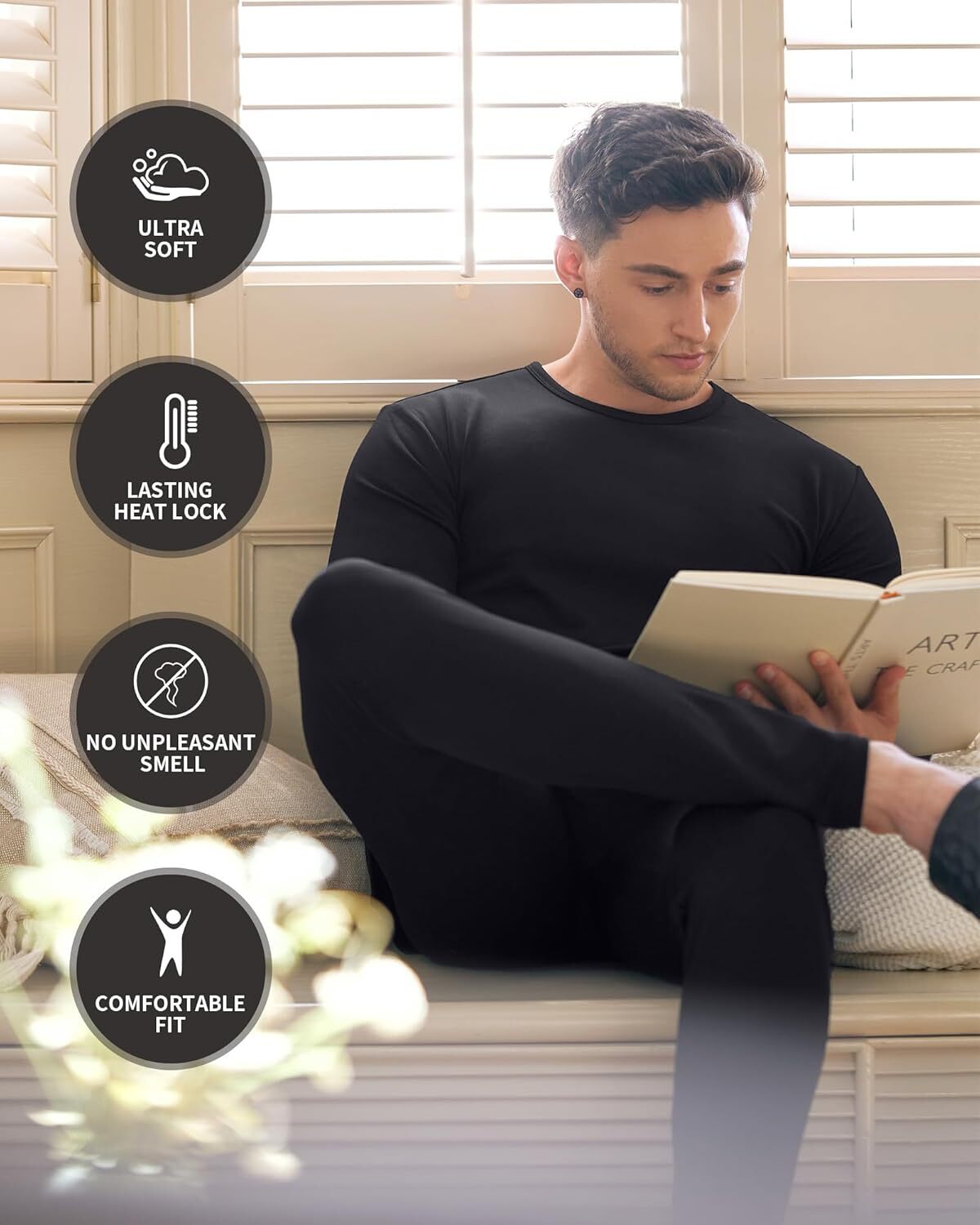 Men’s Thermal Underwear Long Johns Top Fleece Lined Base Layer Tops Bottom Set