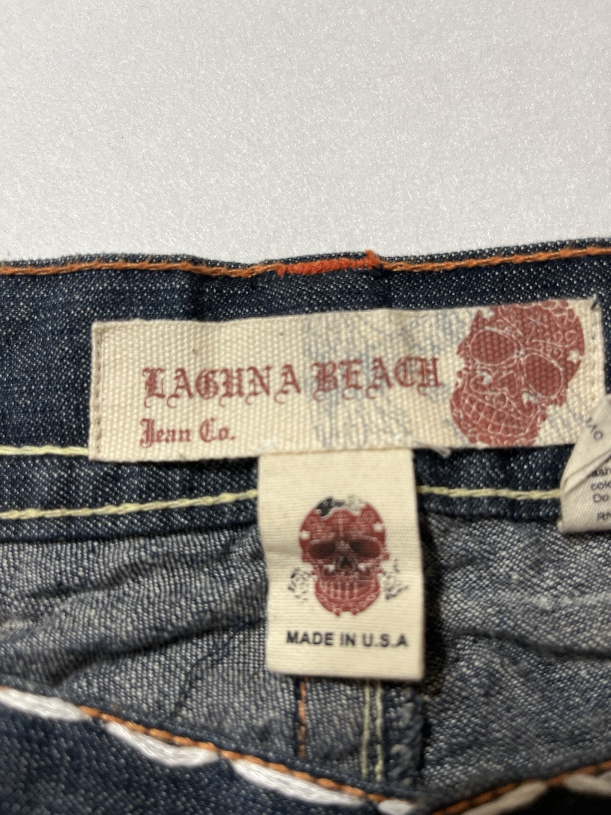 Laguna Beach Men’s Blue Straight Denim Jeans Dark Wash Mid Rise 5-Pocket Logo