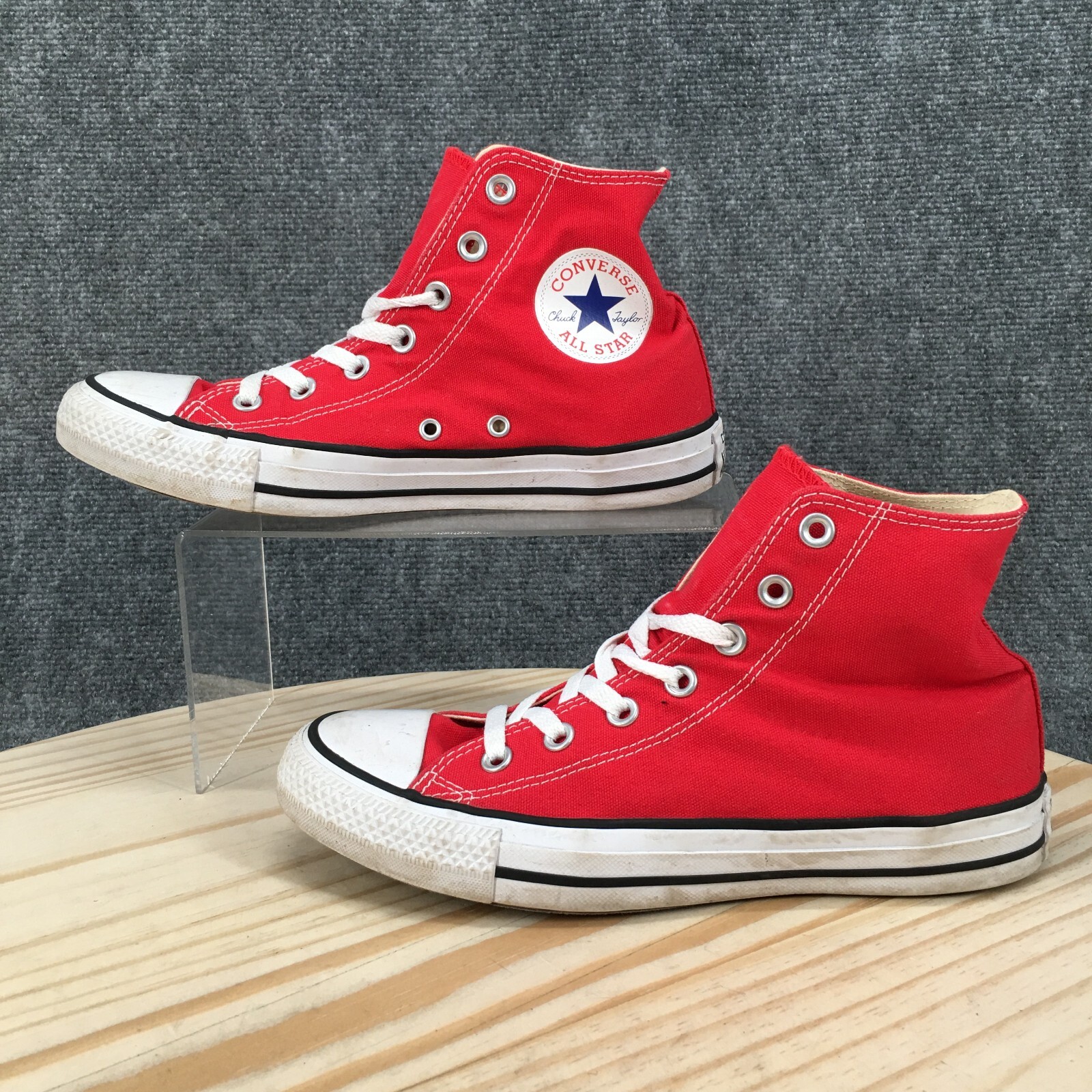 Converge Shoes Womens 8 CTAS Cap Toe Hi Top Sneakers W9621 Red Canvas Lace Up