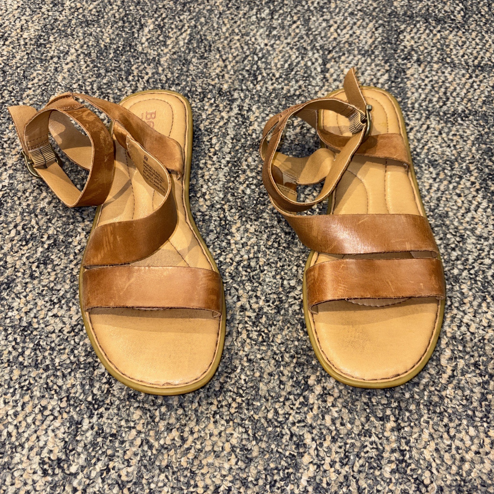 Born Leah Brown Leather Ankle Strap Shoe Sandals Women’s Size 9