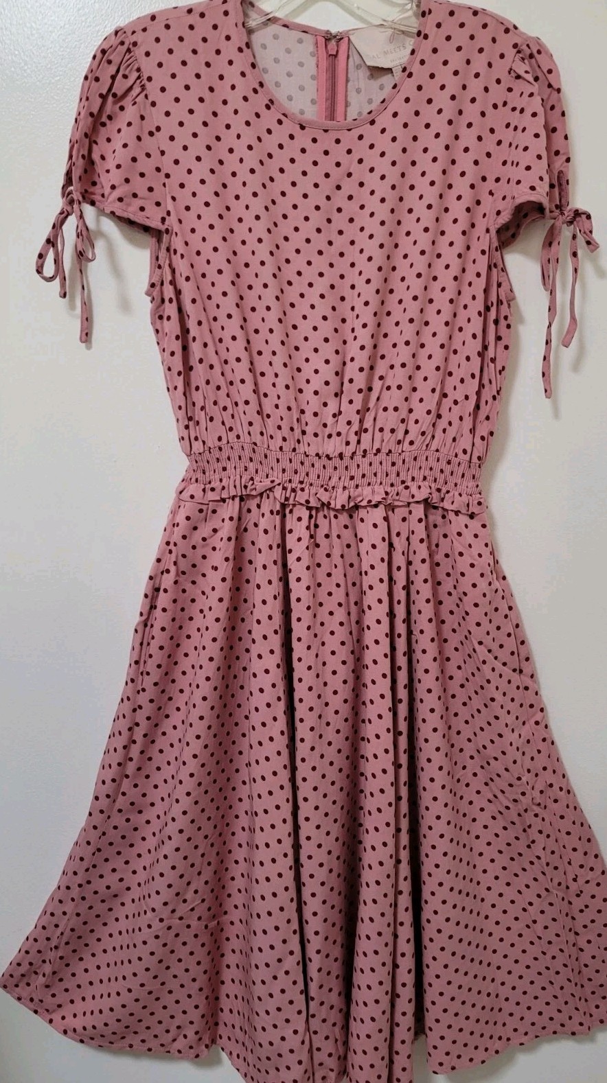 Gal Meets Glam Collection Dress Womens Sz 6 Pink Dot Corinne A-line Casual Midi