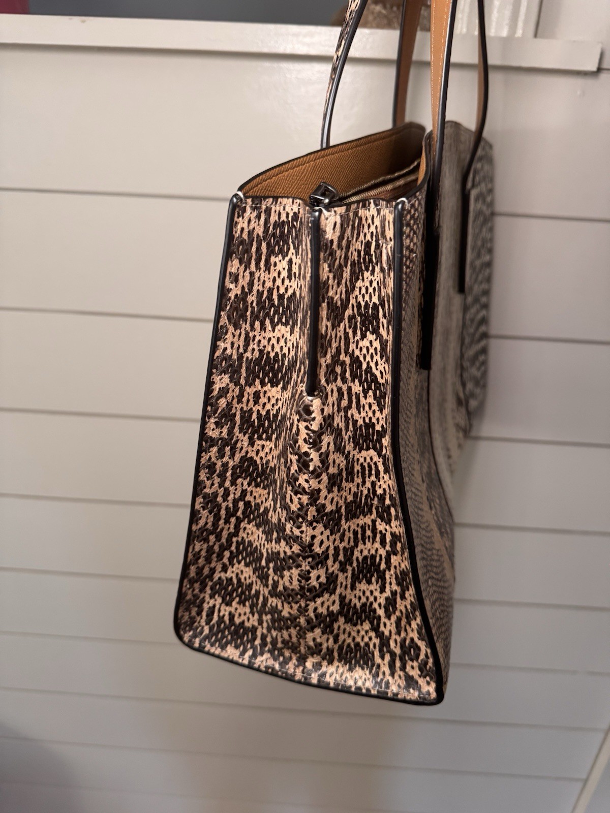 Coach Snake Print Tote Bag Python 2018 Brown Tan Cream Shoulder Bag Dustbag