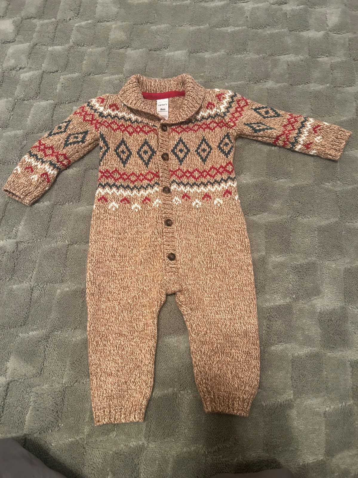 baby boy 9 month one piece brown holiday outfit