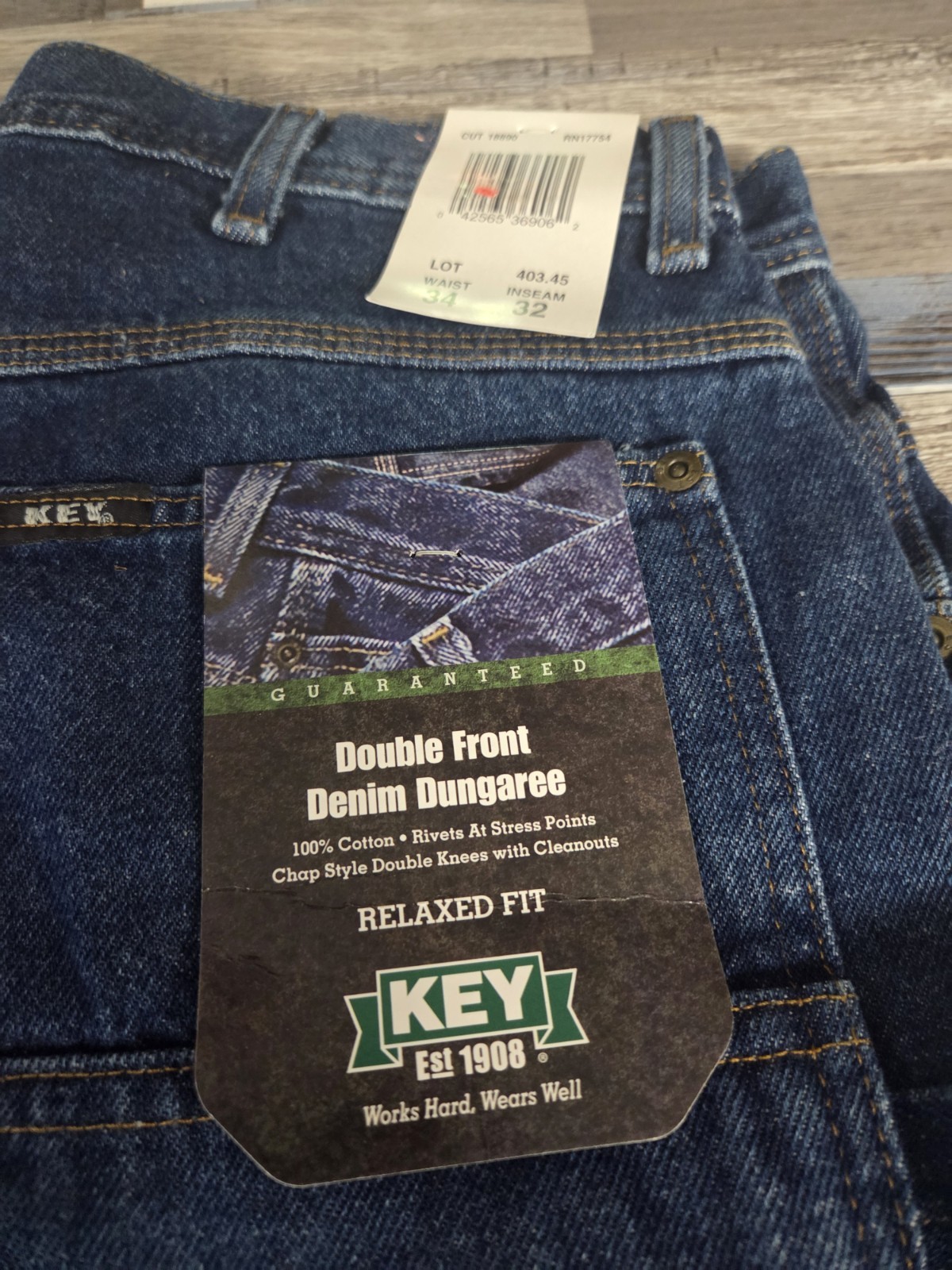 MENS KEY DENIM CARPENTER JEANS DOUBLE FRONT DUNGAREE RELAXED FIT NWT SIZE 34X32