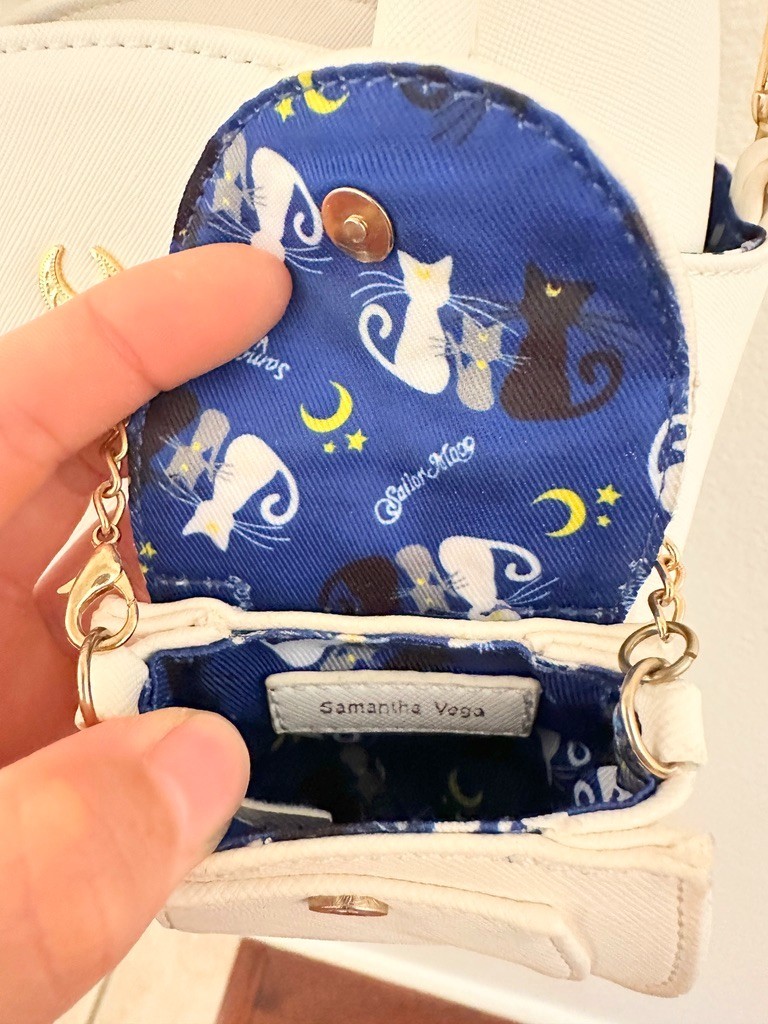 Sailor Moon Samantha Vega White Cat Handbag Leather Purse Crossbody Shoulder Bag