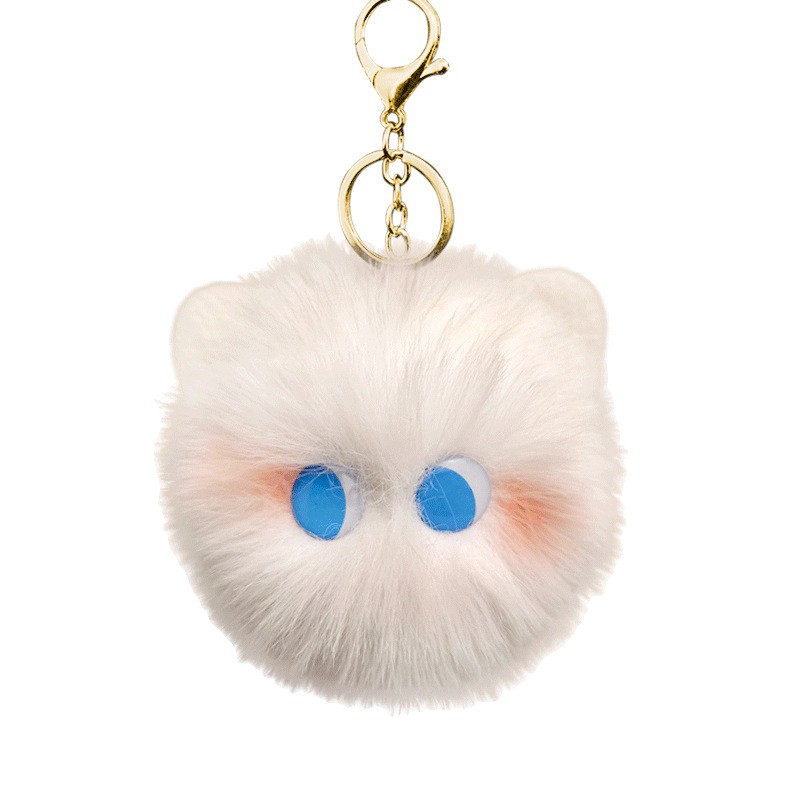 1pc Random Blush Cat Pendent Furry Keychain-Cute Girl Heart Cat Schoolbag Accent