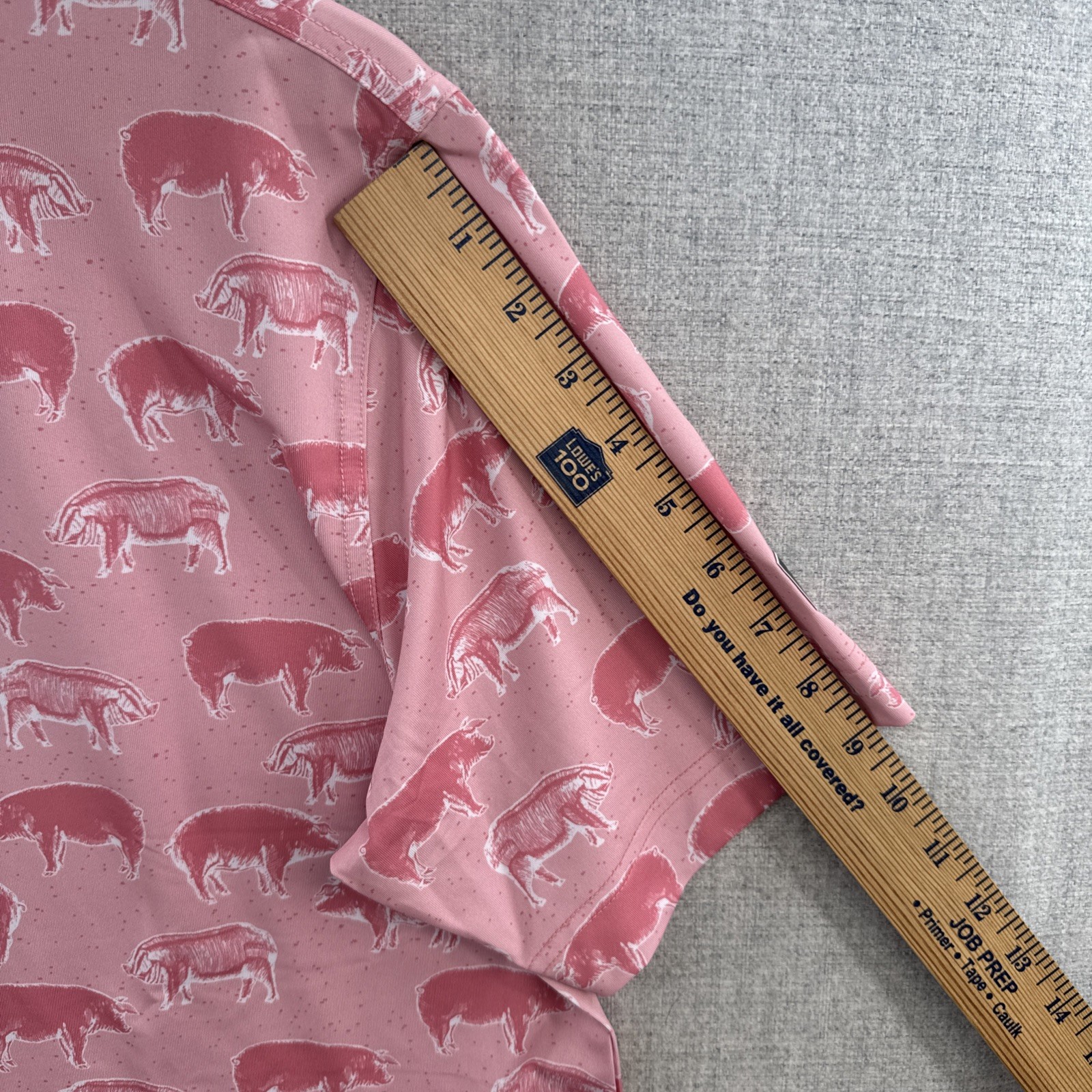 Waggle Polo Shirt Mens Large Pink Hog Heaven Pigs Golf Stretch Outdoor NWI