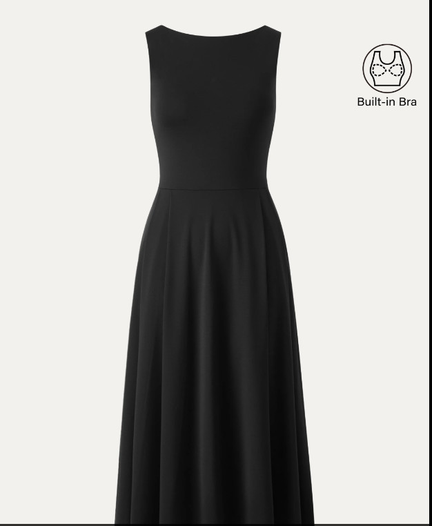 Women’s Ponte Roma Midi Dress – Boat Neck Bamboo Ponte Bra Dress with Pockets