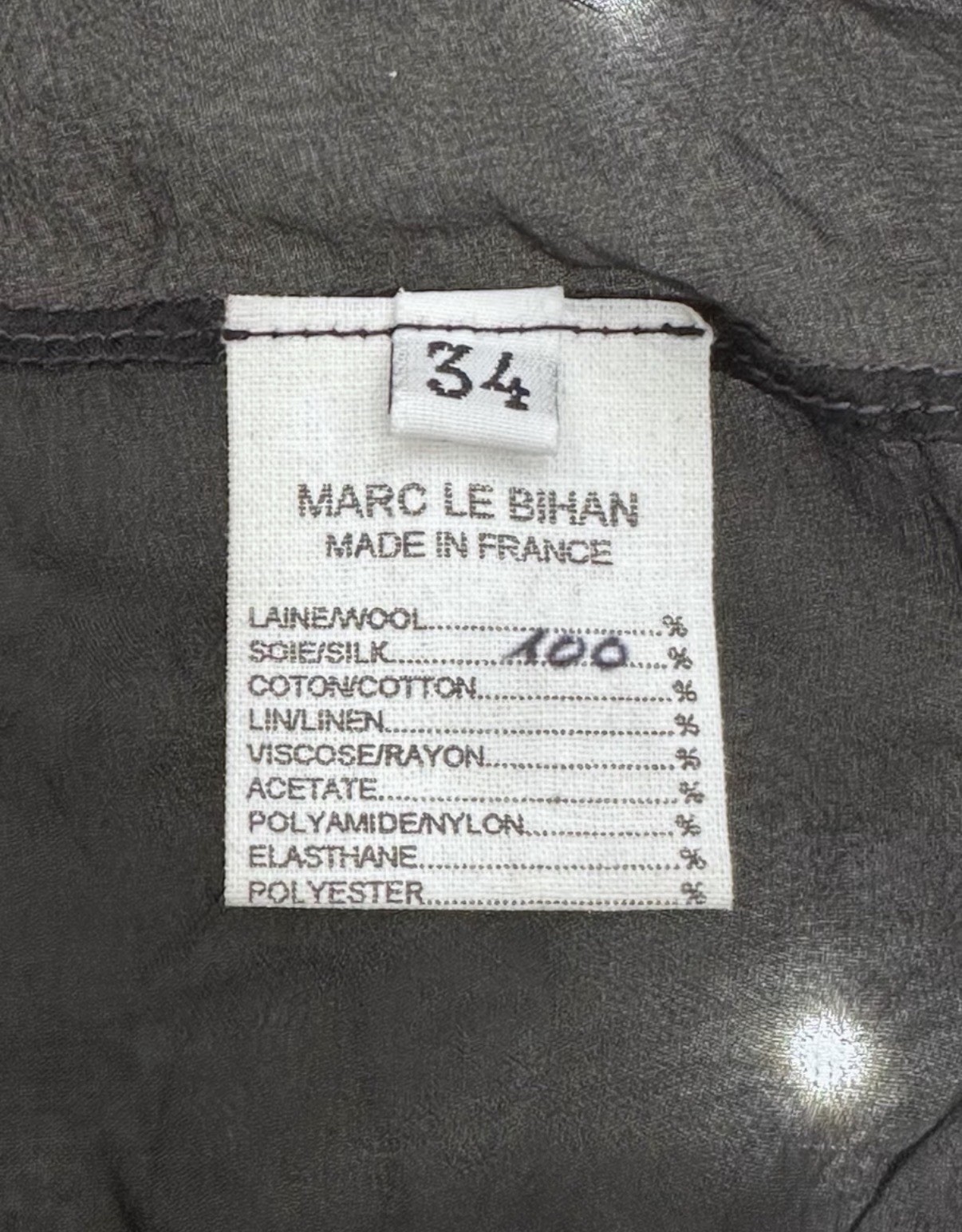 Marc Le Bihan Women’s Black Semi-Sheer Silk Shirt 34 Size