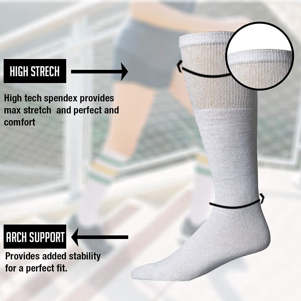 Unisex Wholesale Bulk Cotton Tube Socks,(48 Pk White,Mens 10-13(Shoe Size 7-12)