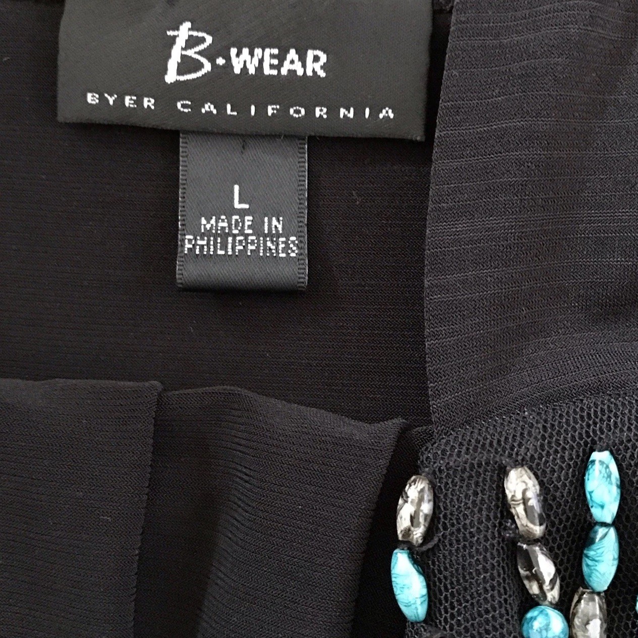 B. Wear Black Pleated Beaded Sleeveless Tank Top Blouse Woman’s Size L