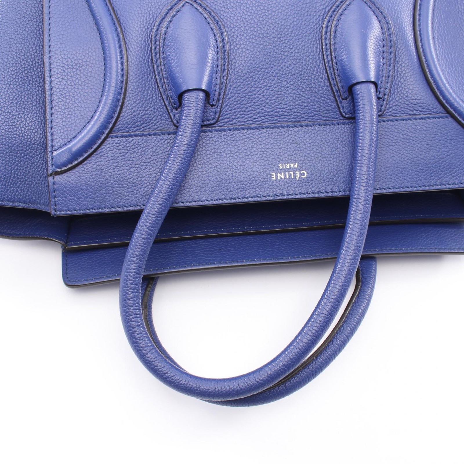 CELINE Luggage mini shopper Handbag 165213 leather Blue Used Women