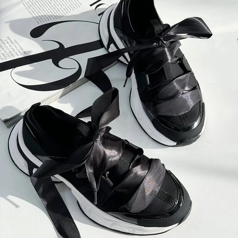 1 Pair 2cm Width Silk Laces Bow Flat Shoelaces For Women Sneaker Sport DE Traini