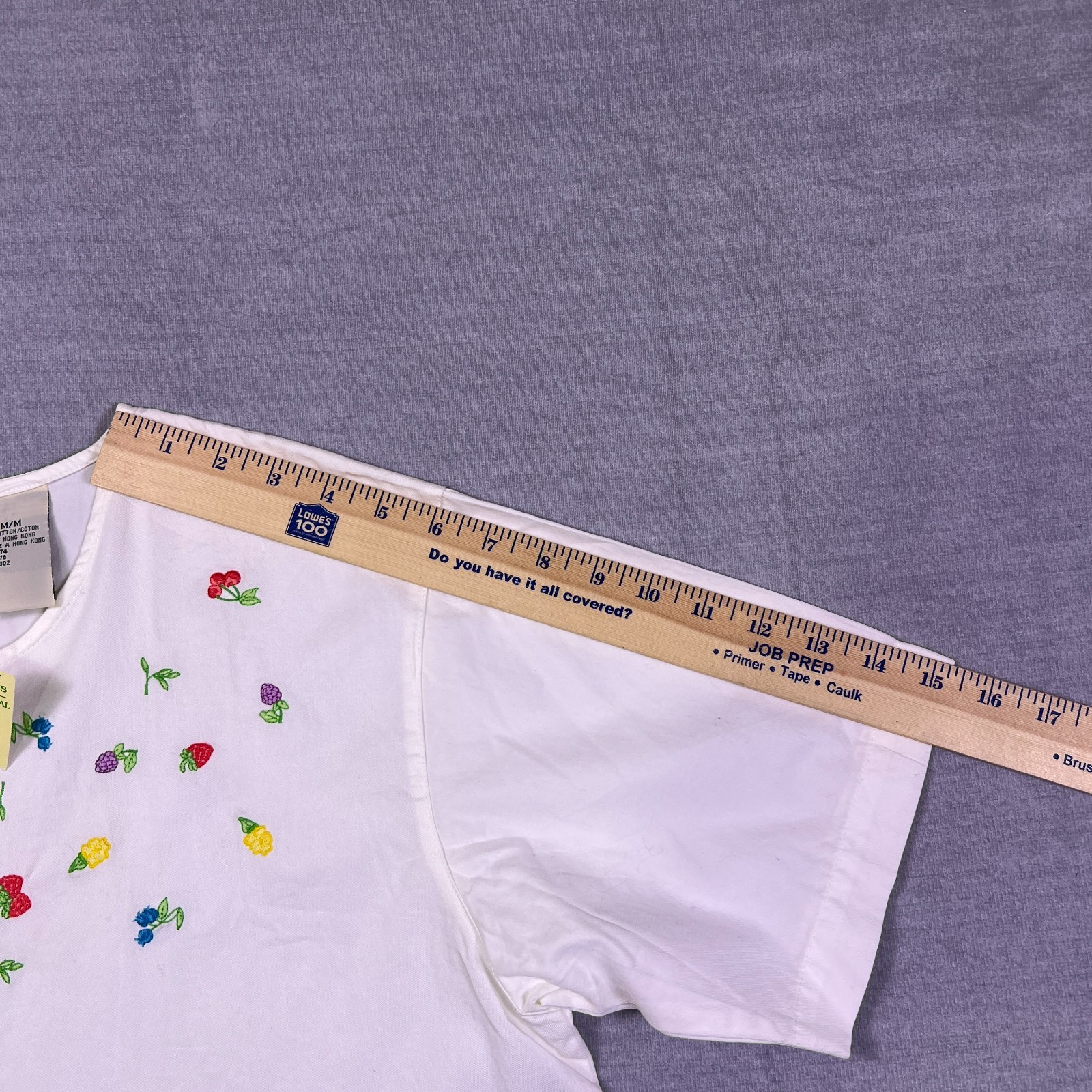 Northern Reflections Womens White Floral Embroidery Short-Sleeve Shirt Size M