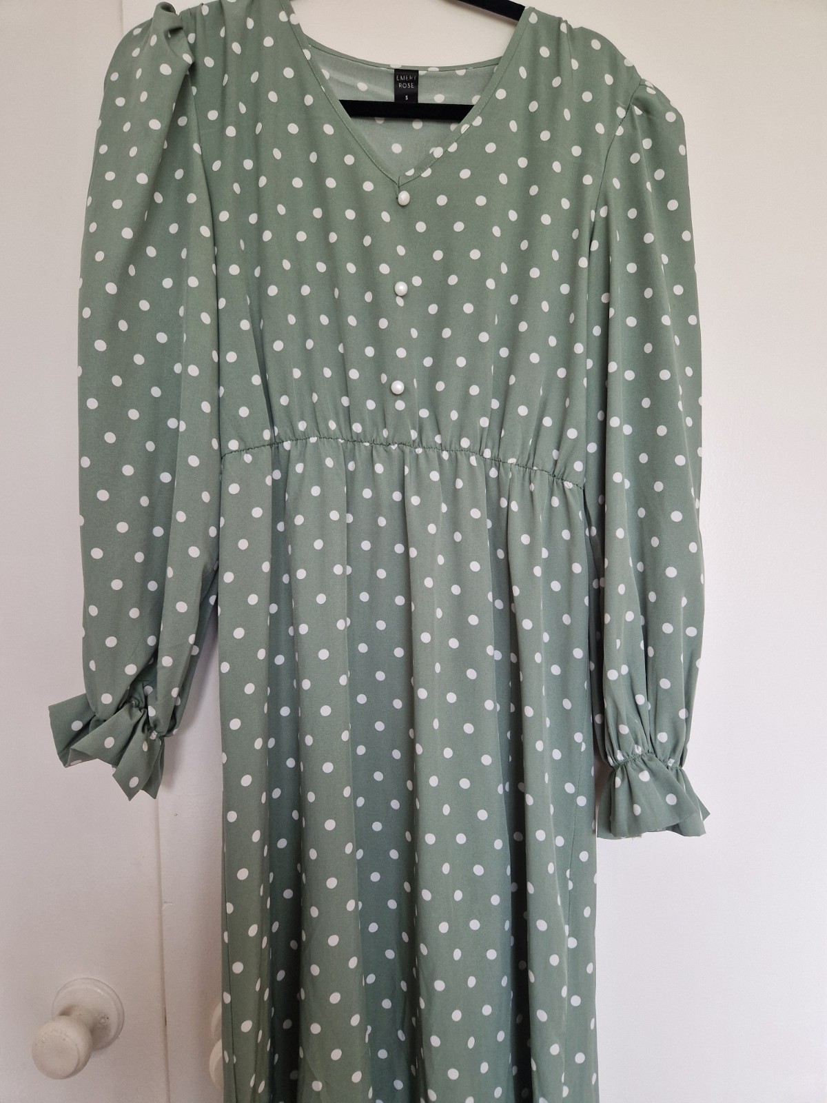 Emery Rose Dress Size Small Midi Long Green Polka Dot Wedding Occasion Summer