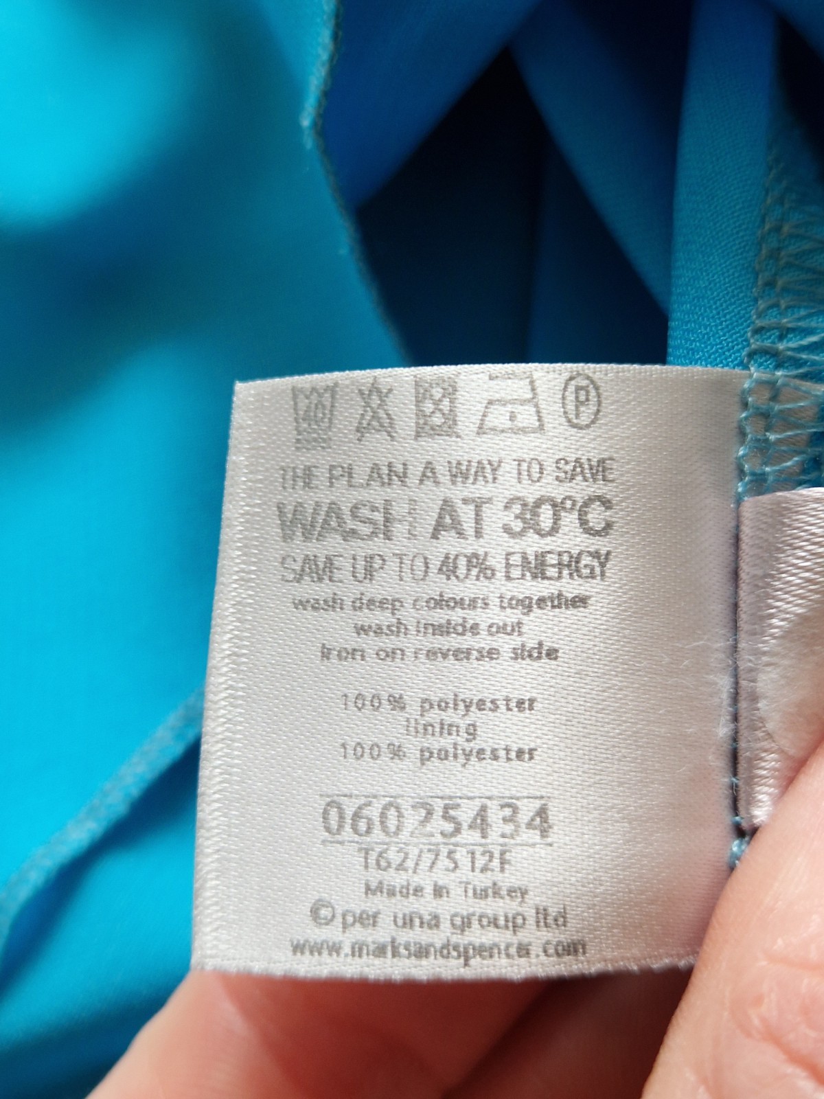Per Una Blue Aqua Watercolour Midi Dress UK 12 Floaty Fit & Flare Occasion