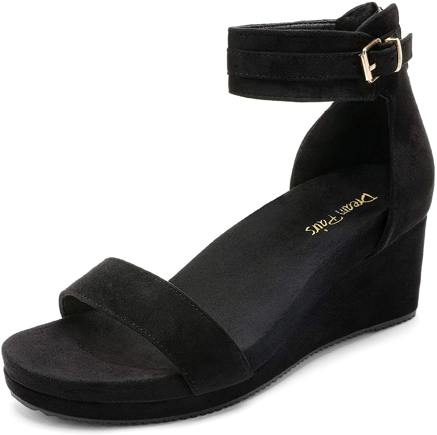 DREAM PAIRS Women’s Open Toe Ankle Strap Back Zip Platform Casual Wedge Sandals