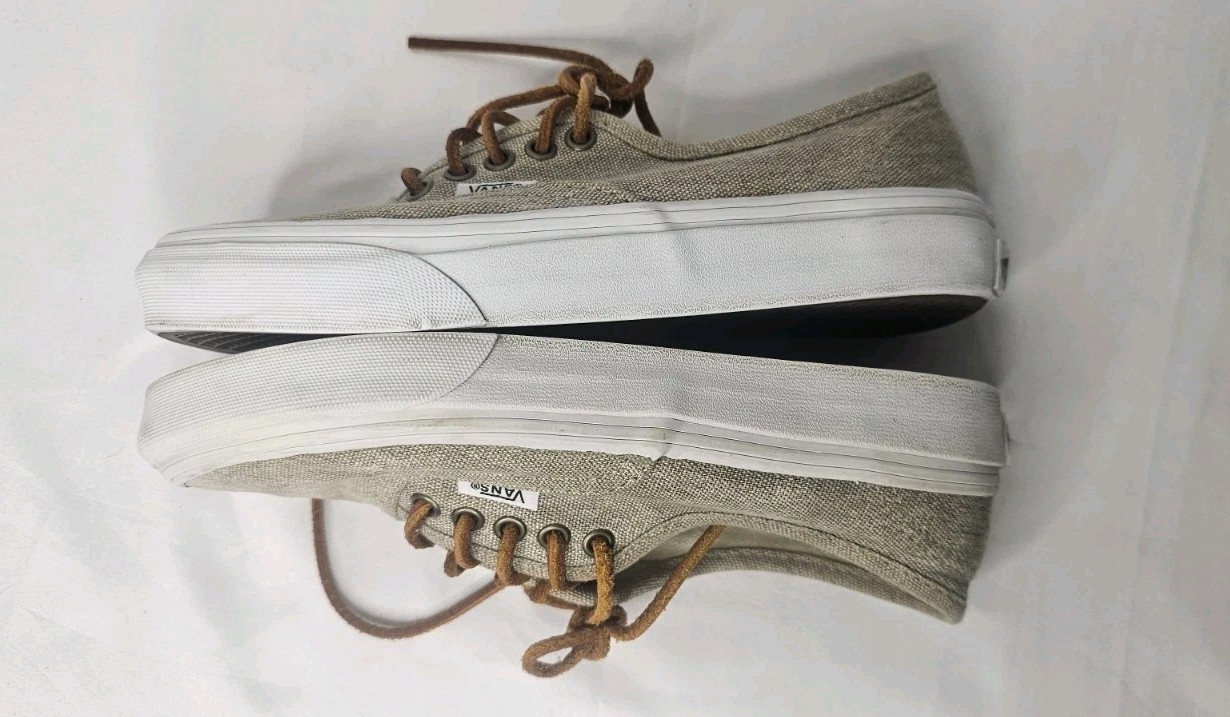 Vans Authentic Slim Washed Canvas Cream Tan Sneaker Women 5 Men 3.5 VN-0QEVC7T