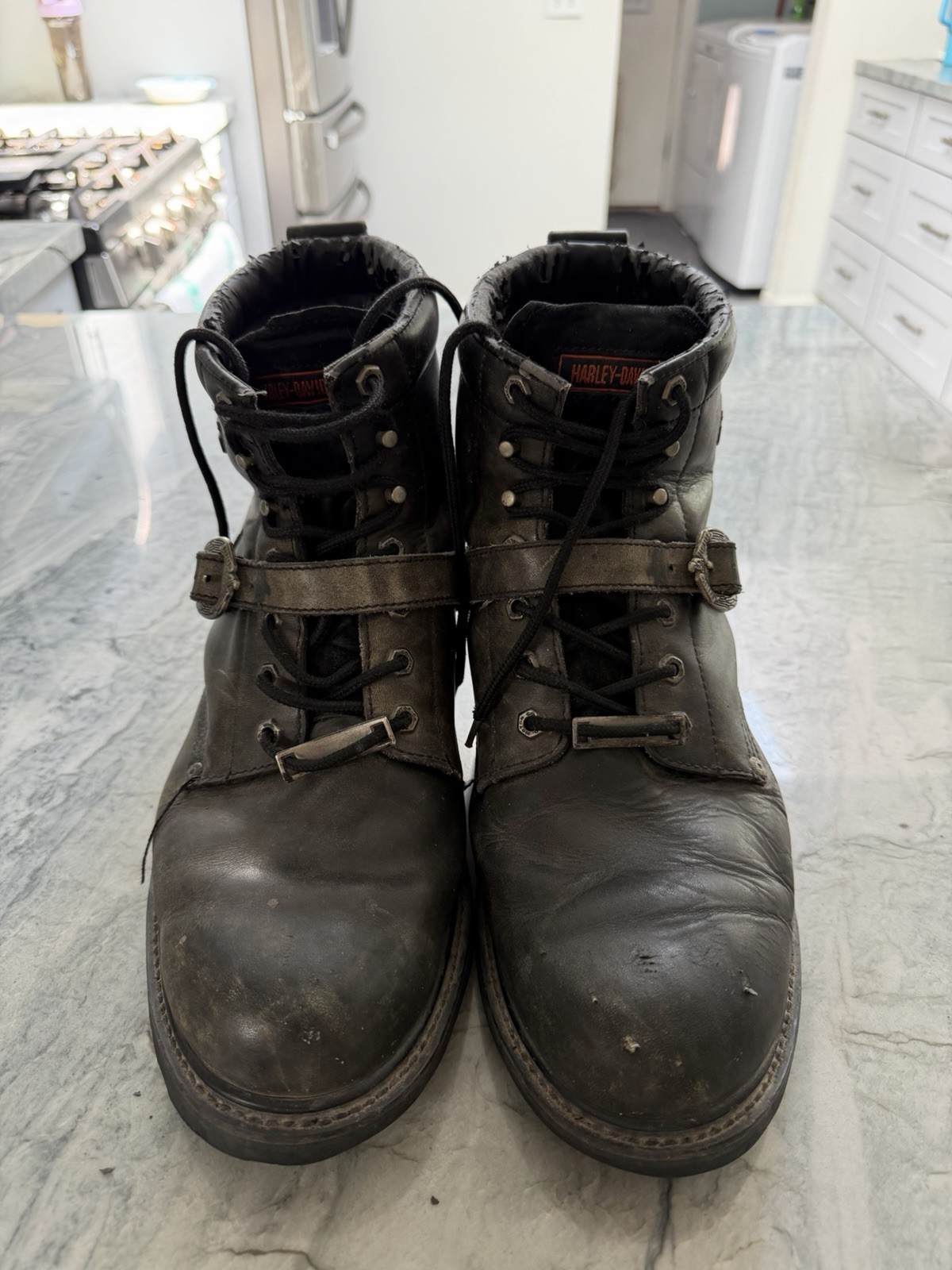 Harley Davidson Stealth Motorcycle Boots Patch Lace Black Riding 91642 Men Sz 15
