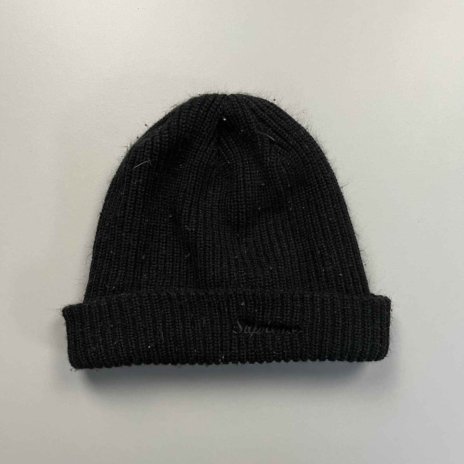 Supreme Hat Gauge Beanie Knit OSFA Black Cuffed Embroidery Logo Winter Hypebeast