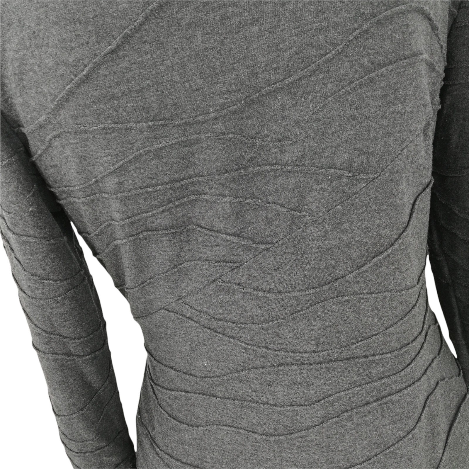 Sharagano Bodycon Knit Dress Size 4 3/4 Length Sleeve Asymmetrical Gray Wrap