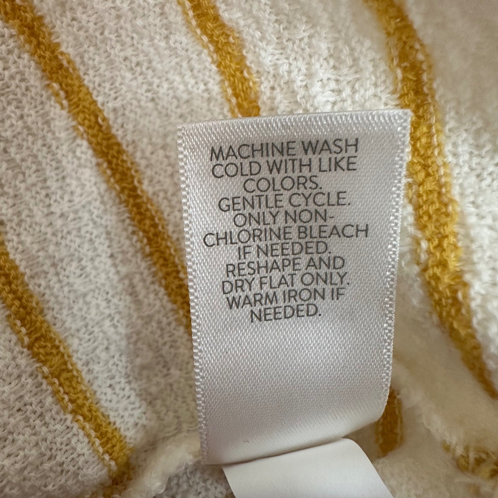 J. Jill Striped Top Womens Small White Yellow 3/4 Sleeve Cotton Knit Boat Neck