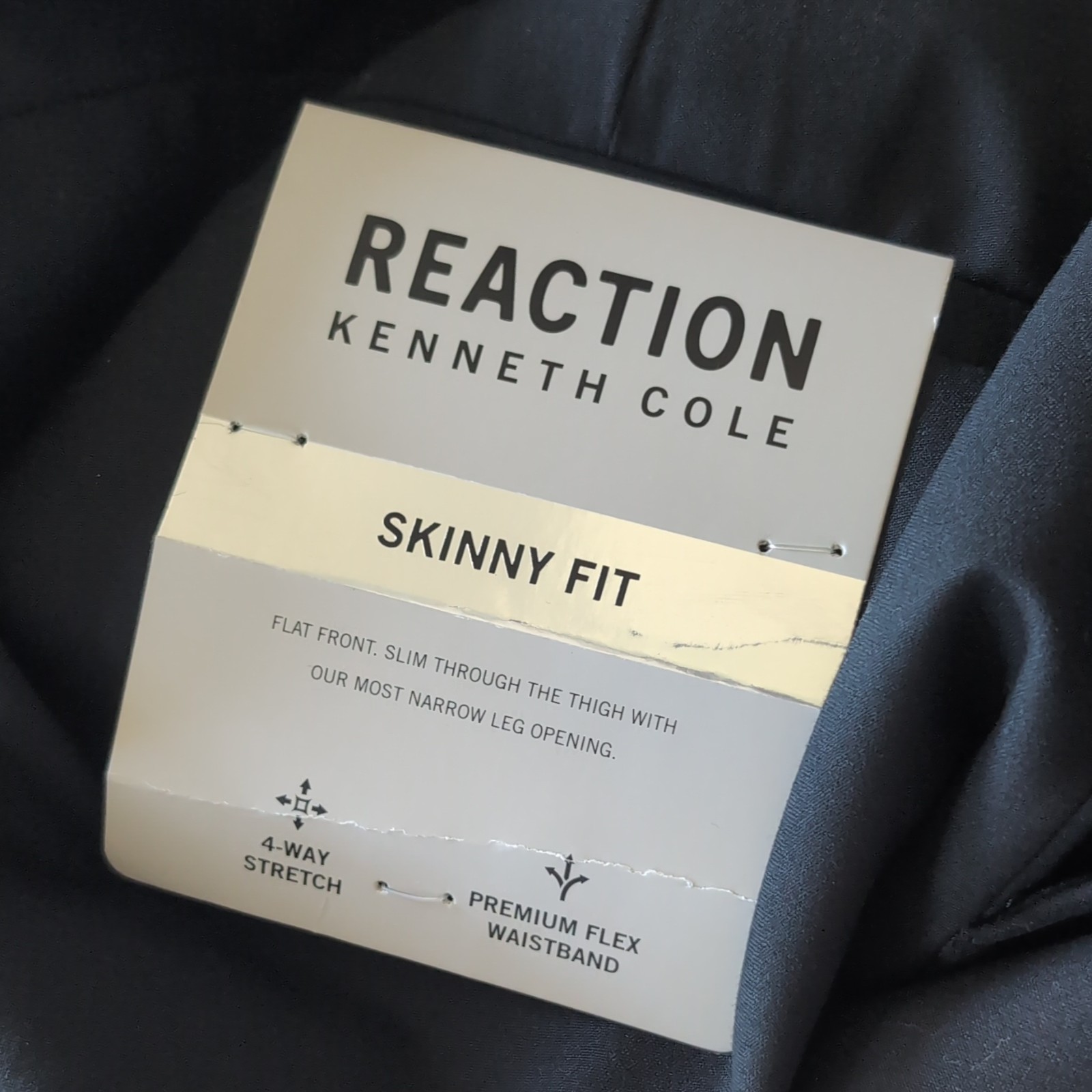 Reaction Kenneth Cole Premium Flex Skinny Fit Dress Pants Black 34×34 Stretch