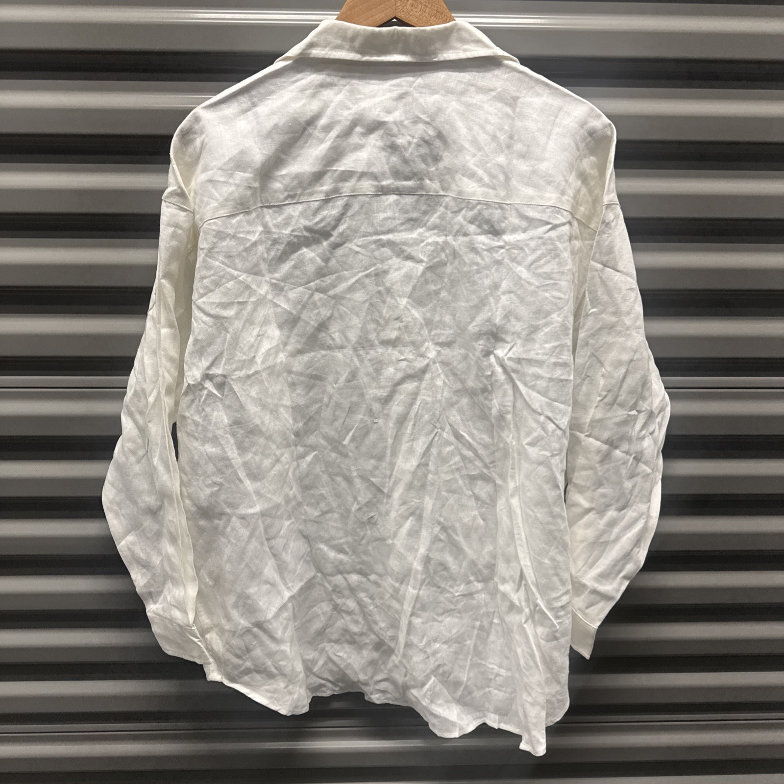 New Frank & Eileen $228 Shirley Oversized Button Up Shirt White 100% Linen Small
