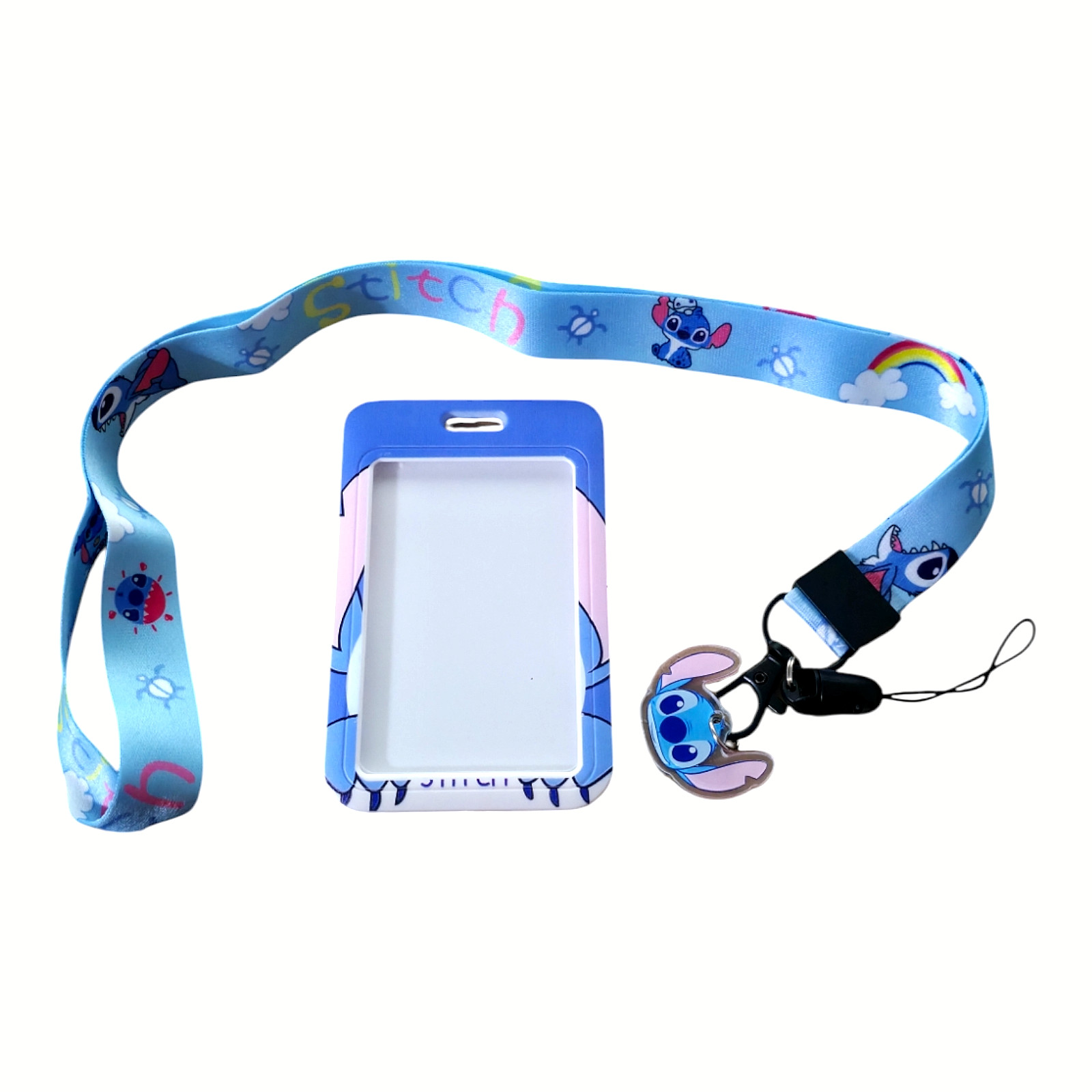 Disney Stitch Lilo And Stitch Cartoon Character Blue Lanyard ID Badge Holder NEW