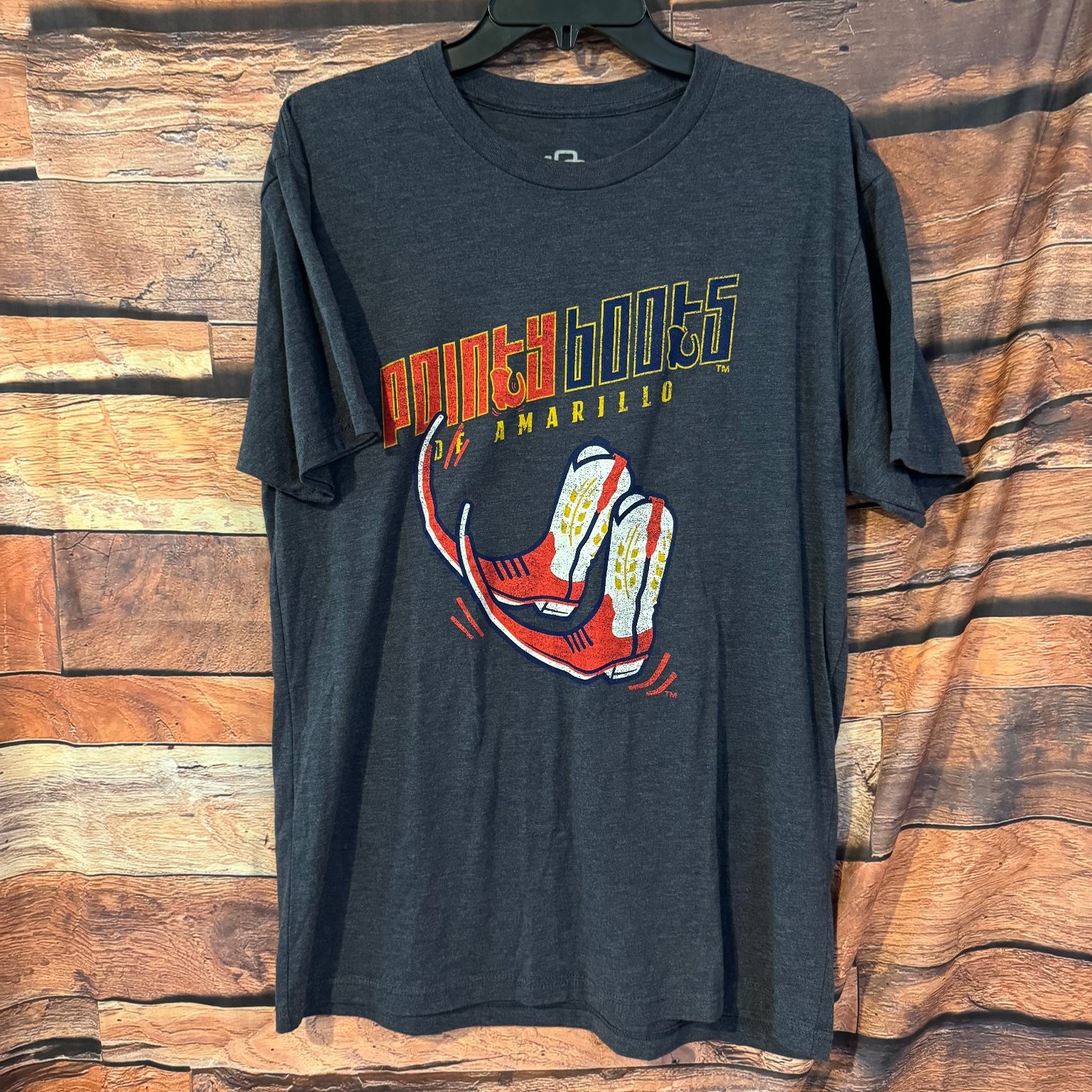 108 Stitches Men’s T-Shirt L Heather Gray Pointy Boots Amarillo Tri-Blend