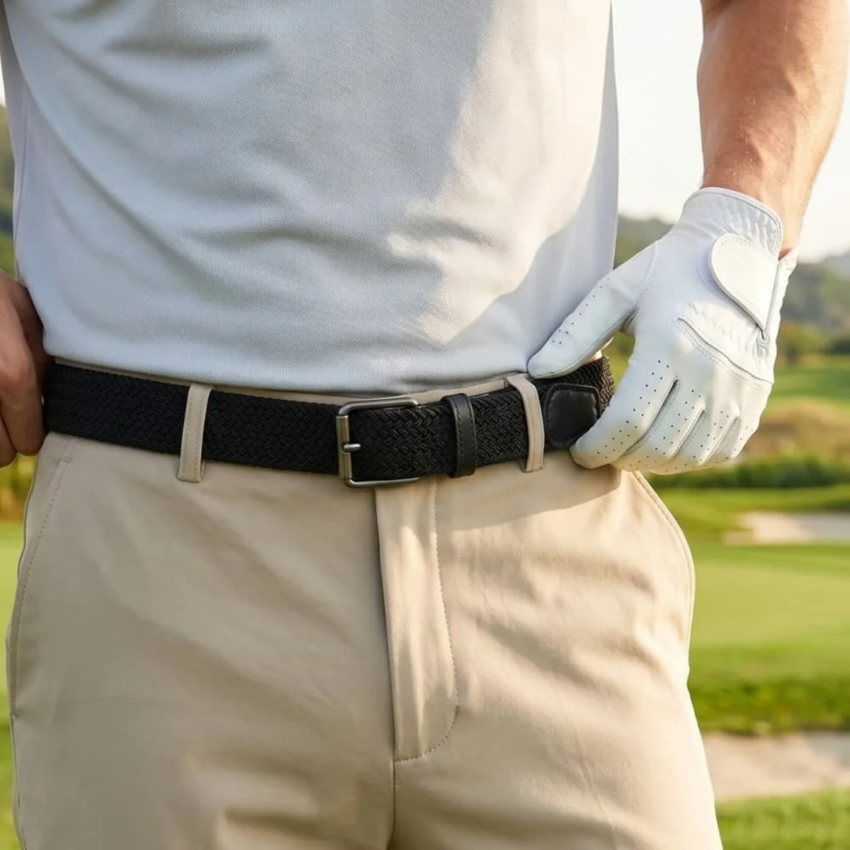 Marshal Wide Men’s Elastic Stretch Belt Gunmetal Buckle Belt Casual Golf