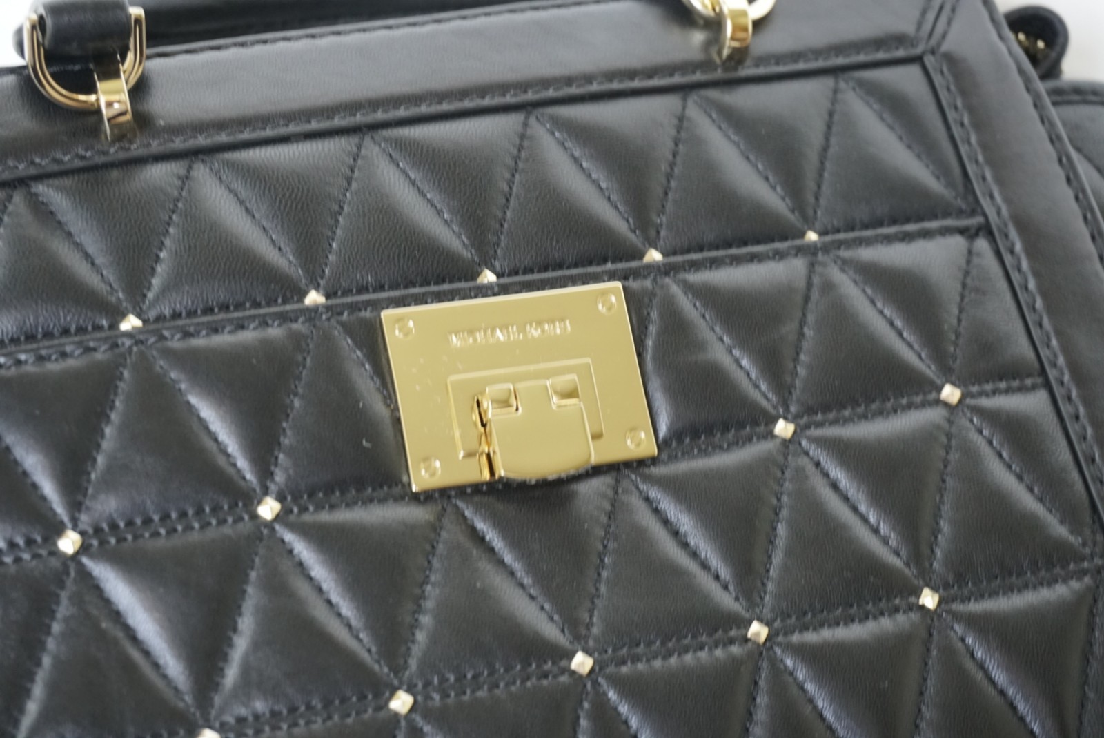 MICHAEL KORS VIVIANNE SMALL SATCHEL CROSSBODY BAG BLACK/GOLD STUDS