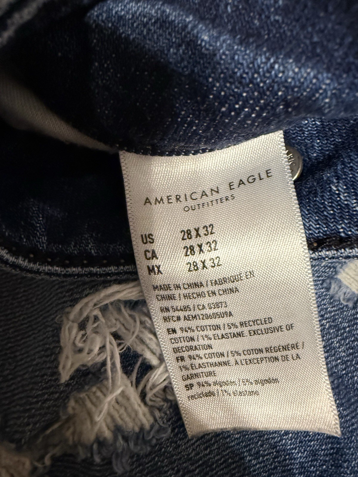 American Eagle Outfitters Airflex+ High Rise Skinny Distressed Blue Jeans