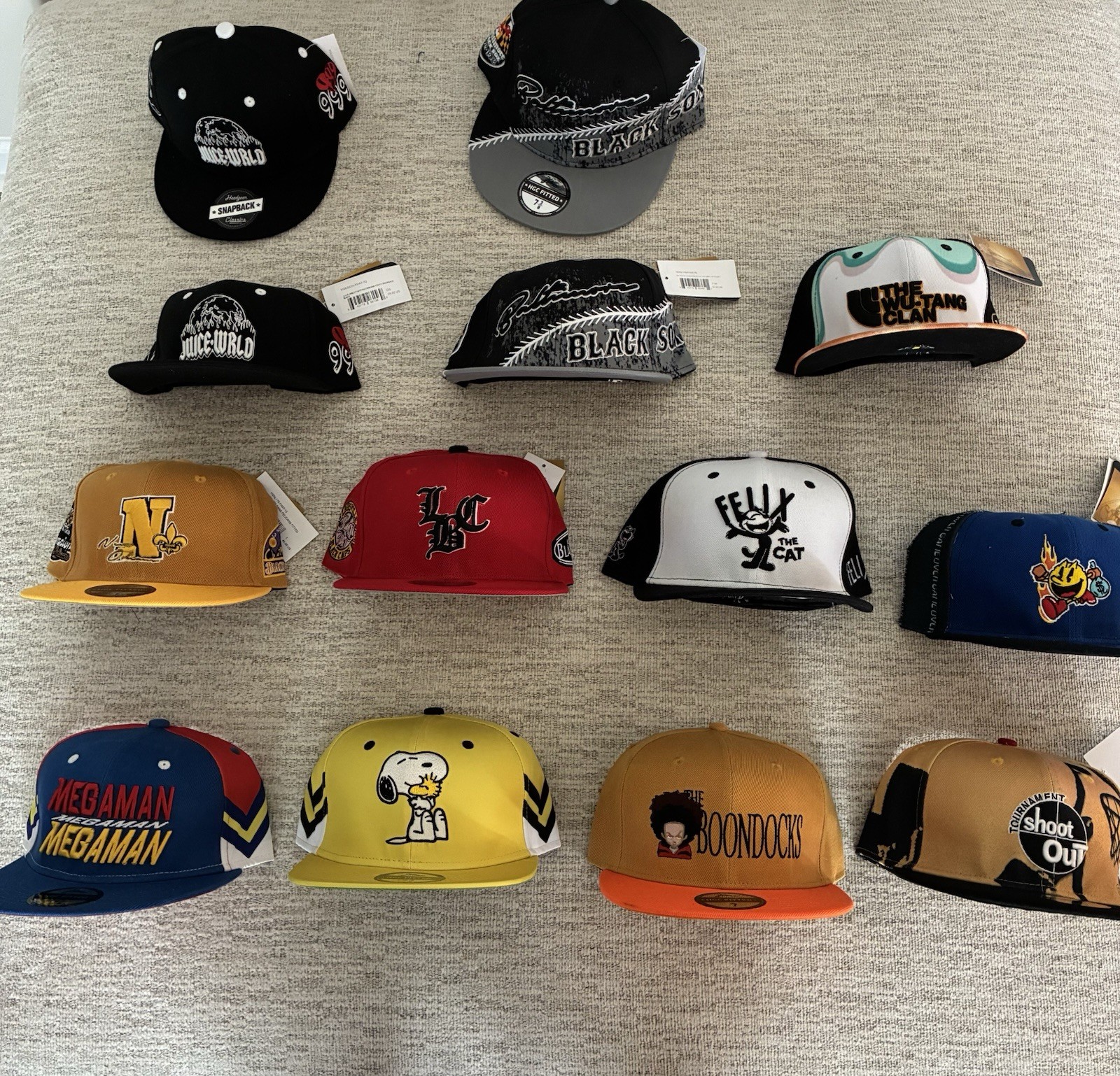 Assorted Lot of Fitted and Only 2 Snapback Hats! Various sizes Most Adult Sizes.