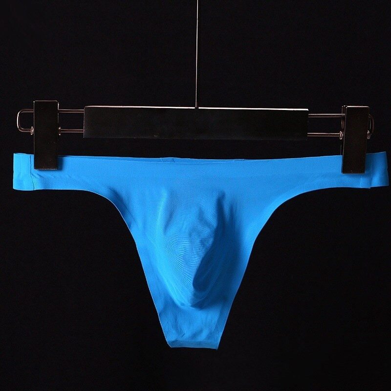 Ultra-thin Seamless Thong Men G Strings Briefs Pouch Ice Silk Underwear T-back
