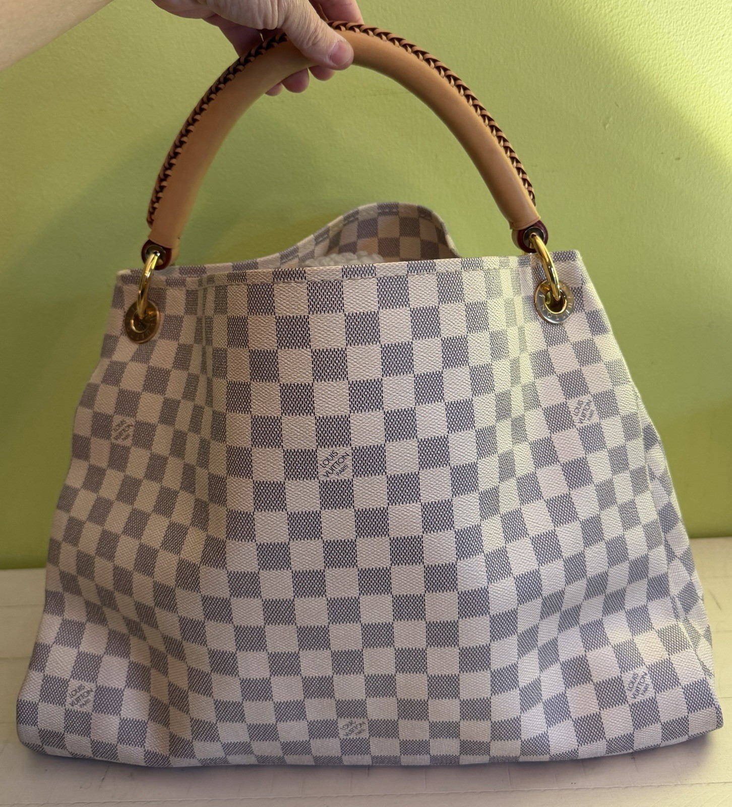 Louis Vuitton Artsy Braided MM Damier Azur Hobo Shoulder Handbag