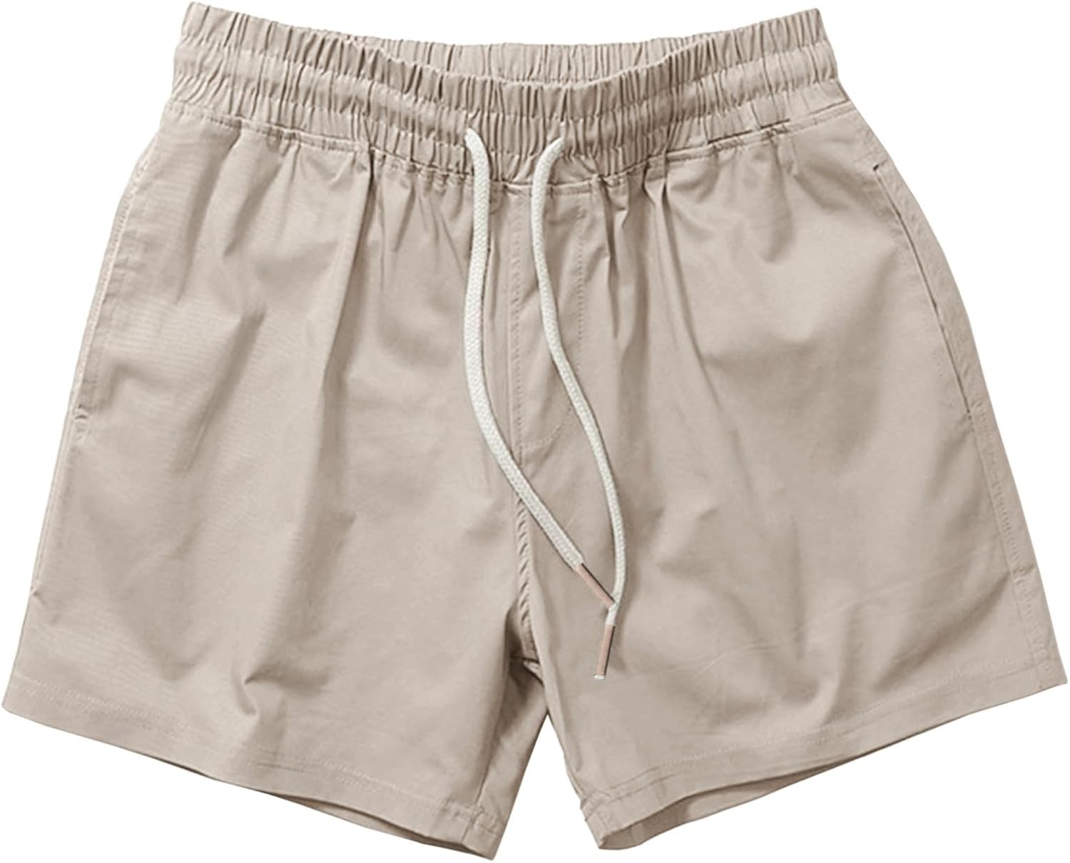 Mens Cotton 5-Inch Inseam Shorts Classic Fit Elastic Waist Casual Summer Workout